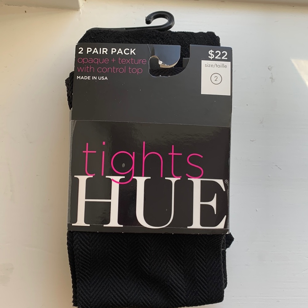 HUE Black Textured Tights - 2 pack